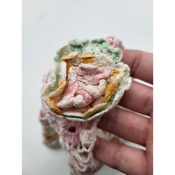 VTG Crochet Doily Cottagecore Tea Party Pastel Spring Easter Dainty Shabby Chic - Picture 4 of 5